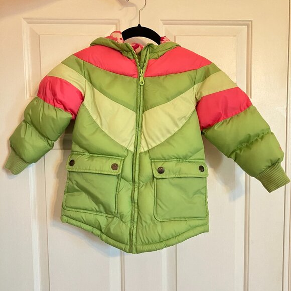 London Fog Other - London Fog Girls sz. 5 Green and Pink Winter Coat